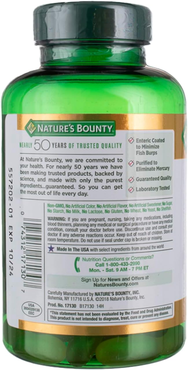 3 Packs of Nature's Bounty Fish Oil 2400 mg Double Strength Odorless Softgels - 90 Count