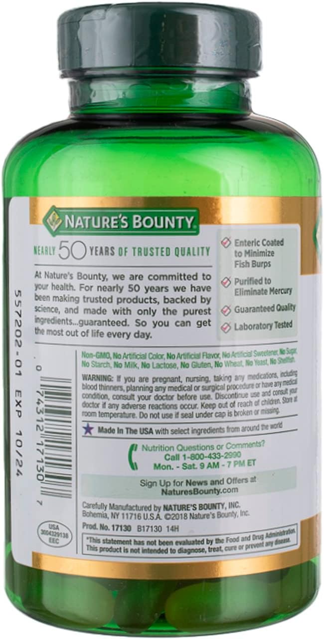 3 Packs of Nature's Bounty Fish Oil 2400 mg Double Strength Odorless Softgels - 90 Count