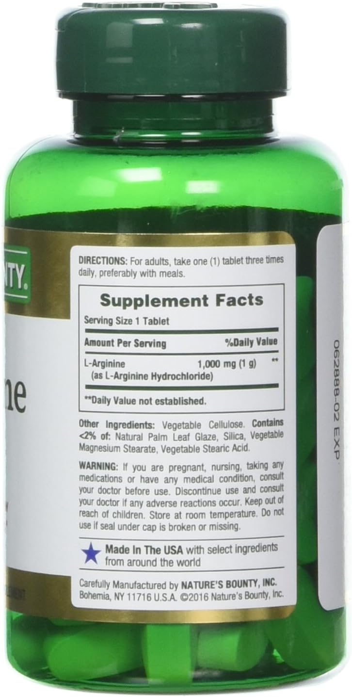 3 Packs of Nature's Bounty L-Arginine 1000mg, 50 Tablets - Total of 150 Tablets