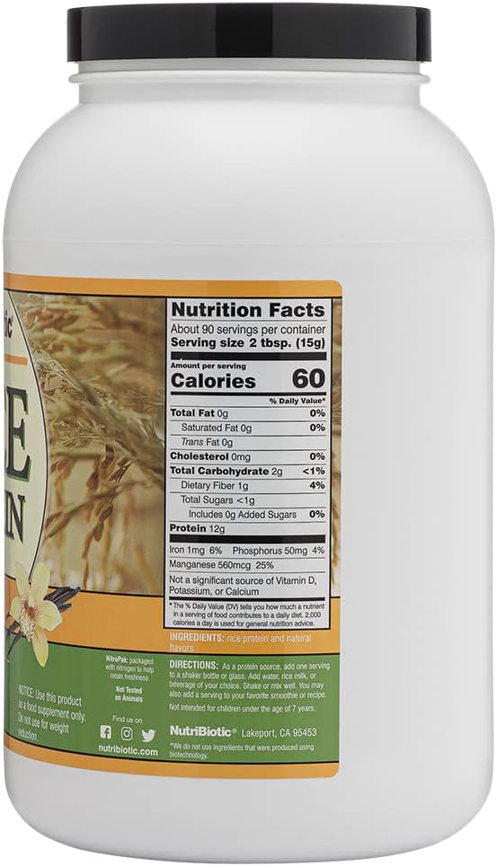 3 Pound Vanilla Nutribiotic Rice Protein Supplement