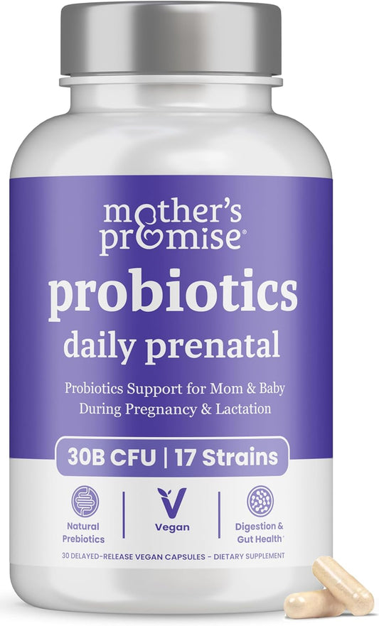 30 Billion CFU Prenatal Probiotics with 17 Strains for Women | Organic Prebiotics | Supports Digestive & Immune Health for Mom & Baby | Vegan | Pregnancy & Lactation Women's Probiotic