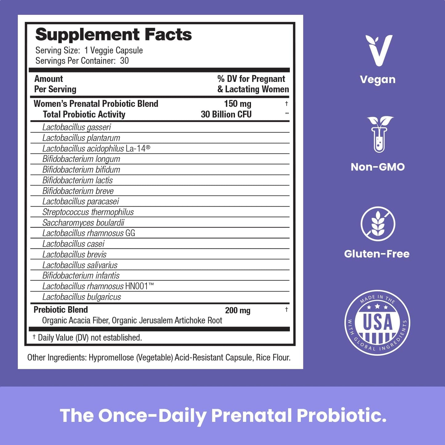 30 Billion CFU Prenatal Probiotics with 17 Strains for Women | Organic Prebiotics | Supports Digestive & Immune Health for Mom & Baby | Vegan | Pregnancy & Lactation Women's Probiotic