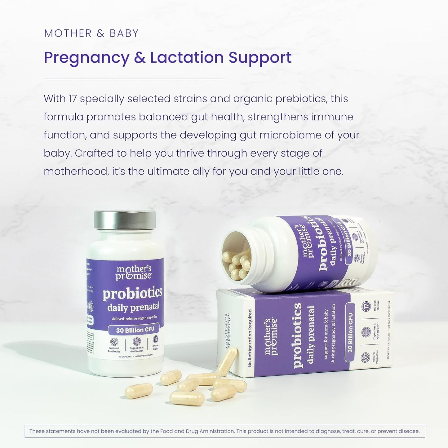 30 Billion CFU Prenatal Probiotics with 17 Strains for Women | Organic Prebiotics | Supports Digestive & Immune Health for Mom & Baby | Vegan | Pregnancy & Lactation Women's Probiotic