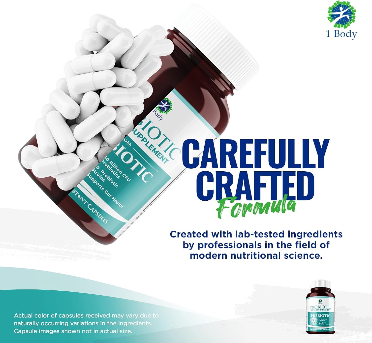 30 Billion CFU Probiotic with Prebiotics for Gut Health & Immune Support - Vegetarian Capsules for Women and Men - 60 Count