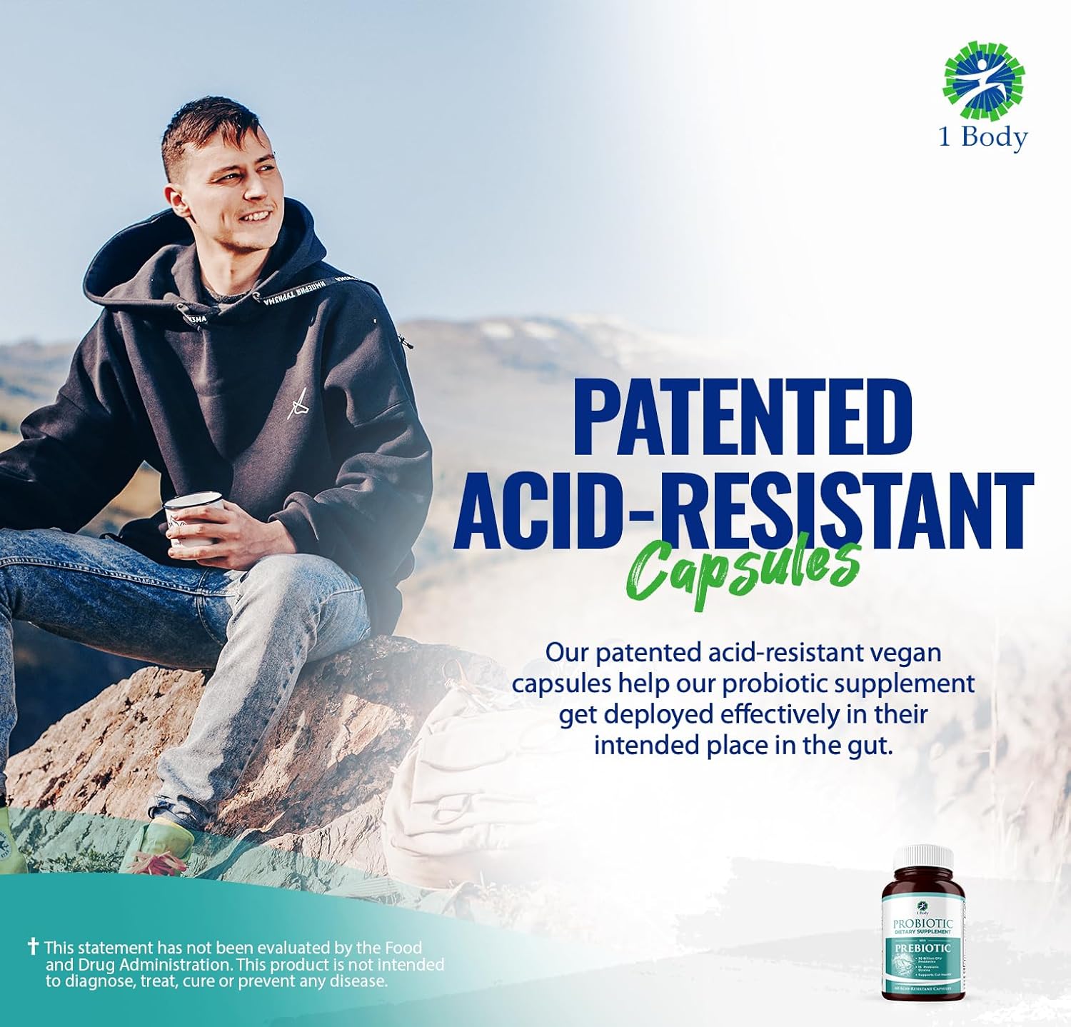 30 Billion CFU Probiotic with Prebiotics for Gut Health & Immune Support - Vegetarian Capsules for Women and Men - 60 Count