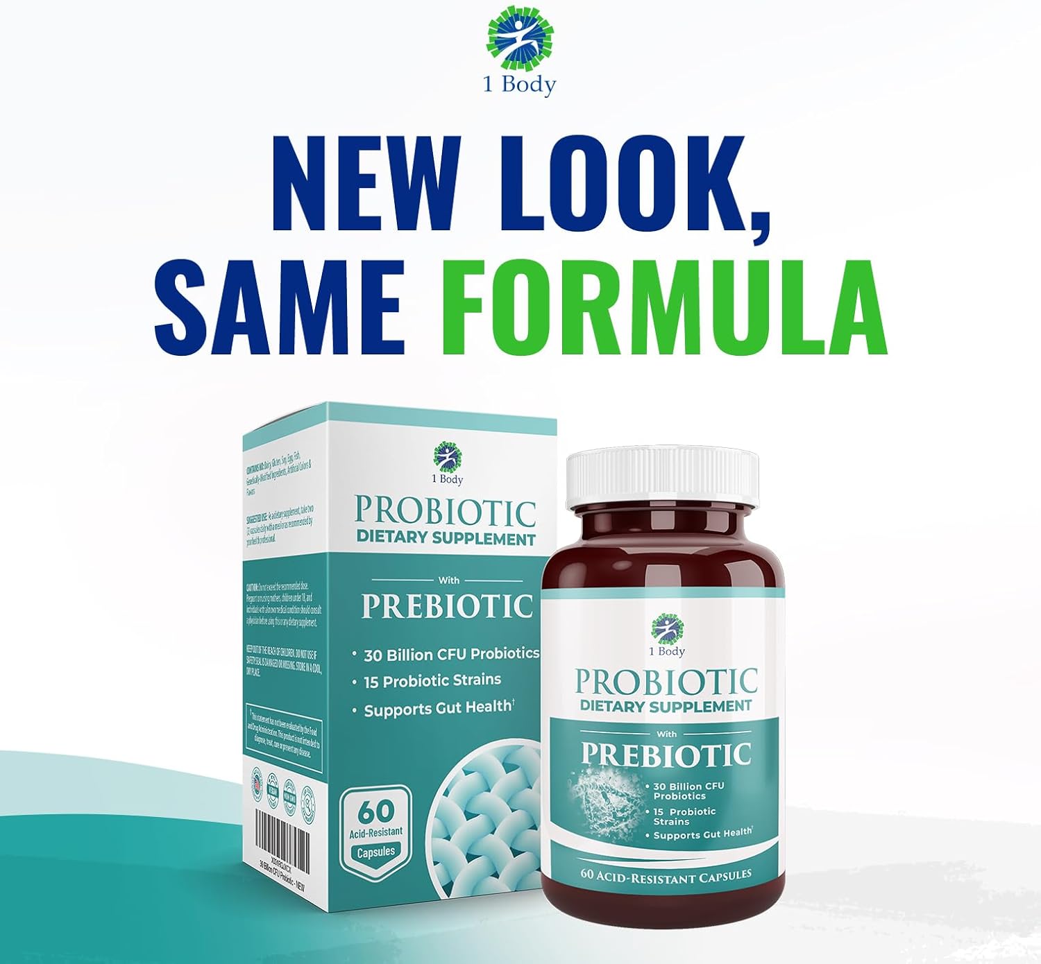 30 Billion CFU Probiotic with Prebiotics for Gut Health & Immune Support - Vegetarian Capsules for Women and Men - 60 Count