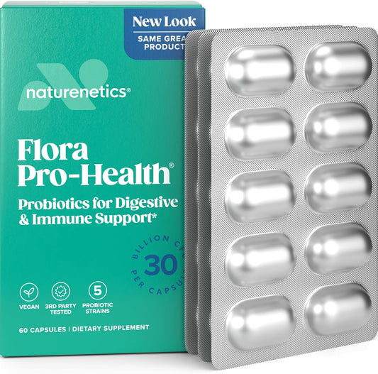 30 Billion CFU Probiotics for Digestive & Immune Health - 5 Strains, Individually Wrapped - Gluten & Dairy Free Vegan Capsules - 60 Day Supply