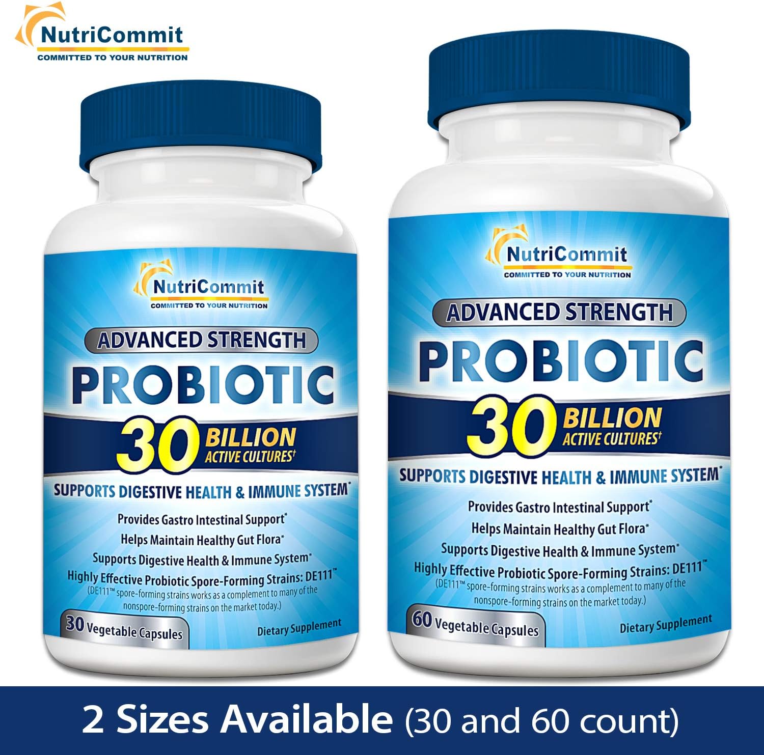 30 Billion Probiotic Veg Capsules for Digestive Health - Daily Probiotic Supplement for Men & Women - Boosts Immune System, Supports Stomach Health
