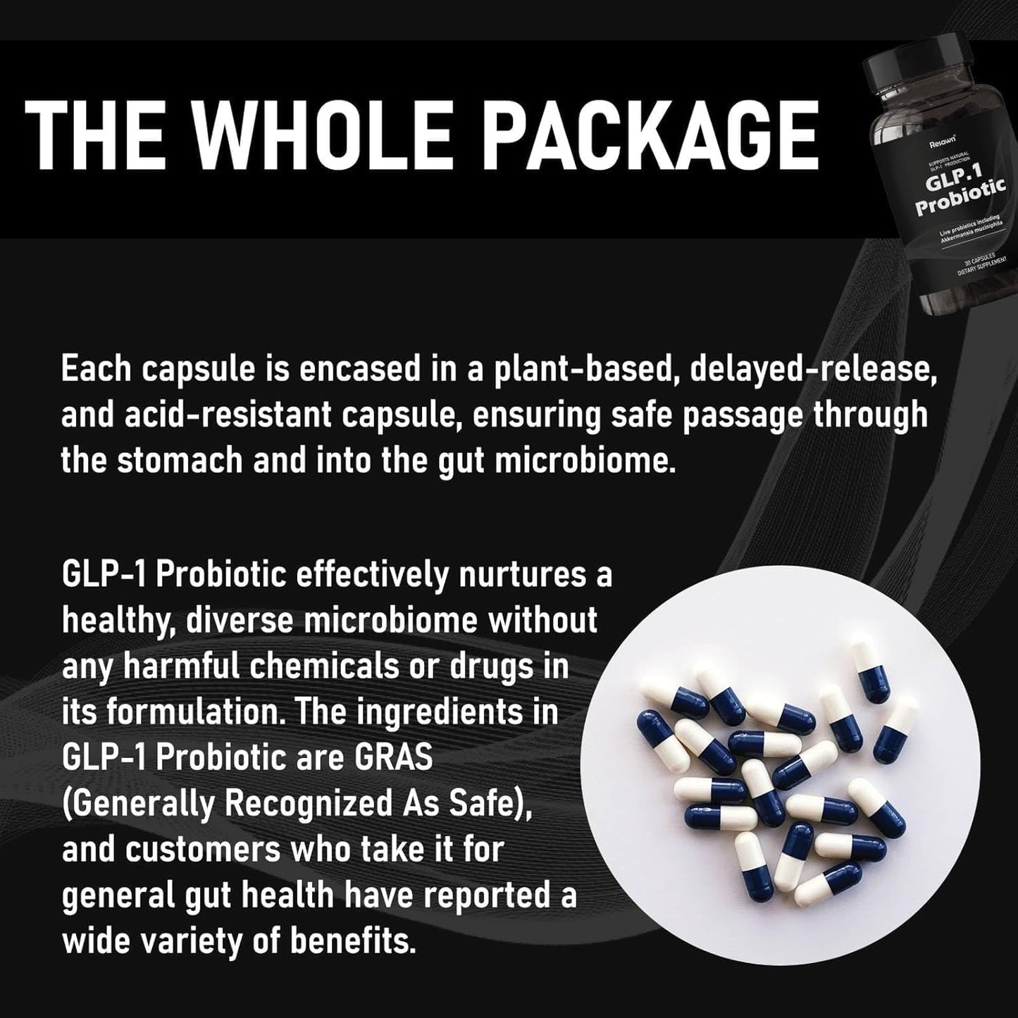 30-Capsule MAPUG GLP-1 Probiotic: 500M AFU Multi-Strain w/ Prebiotic, Supports GLP-1 & Suppresses Appetite, Delayed Release, Third-Party Tested - Men & Women