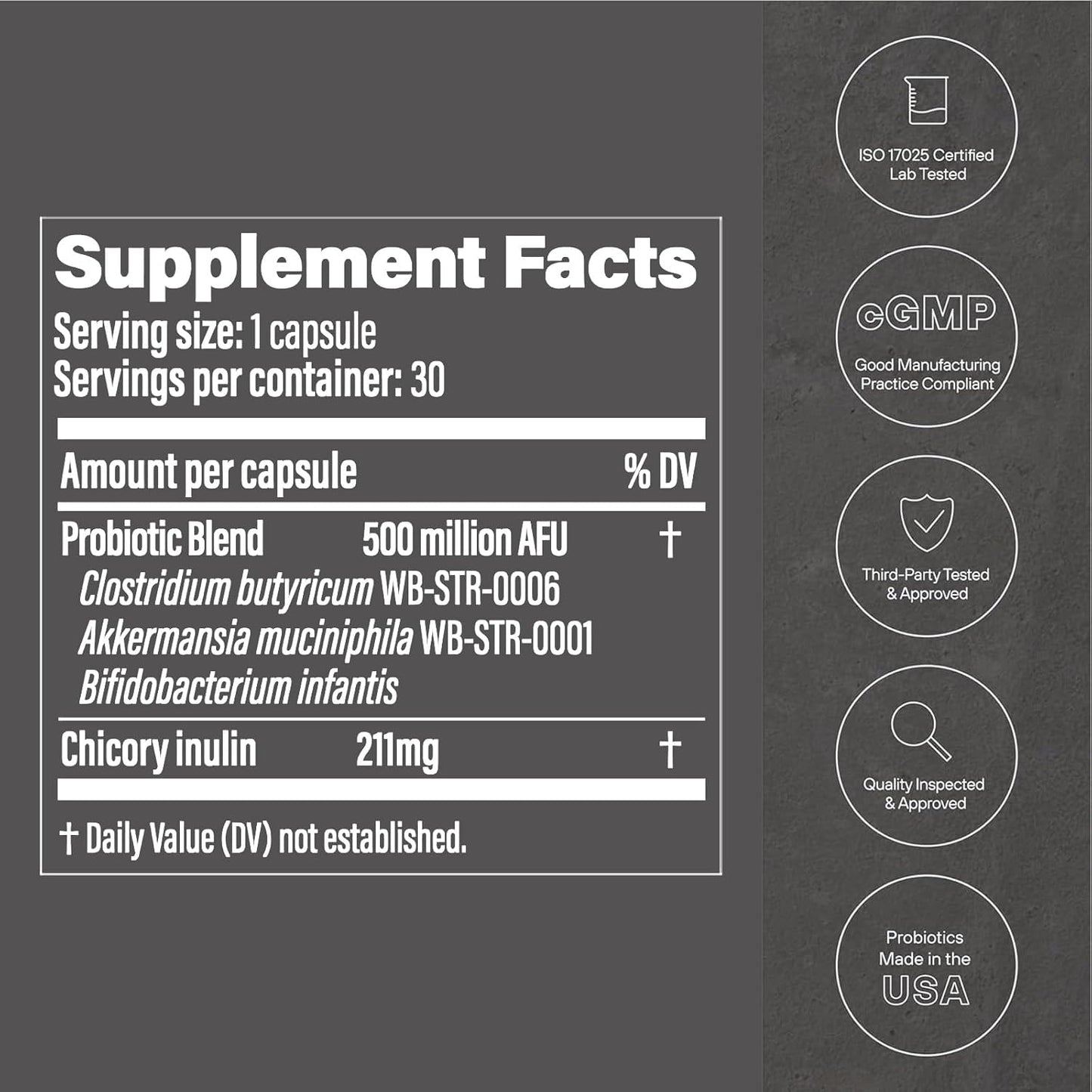30-Capsule MAPUG GLP-1 Probiotic: 500M AFU Multi-Strain w/ Prebiotic, Supports GLP-1 & Suppresses Appetite, Delayed Release, Third-Party Tested - Men & Women