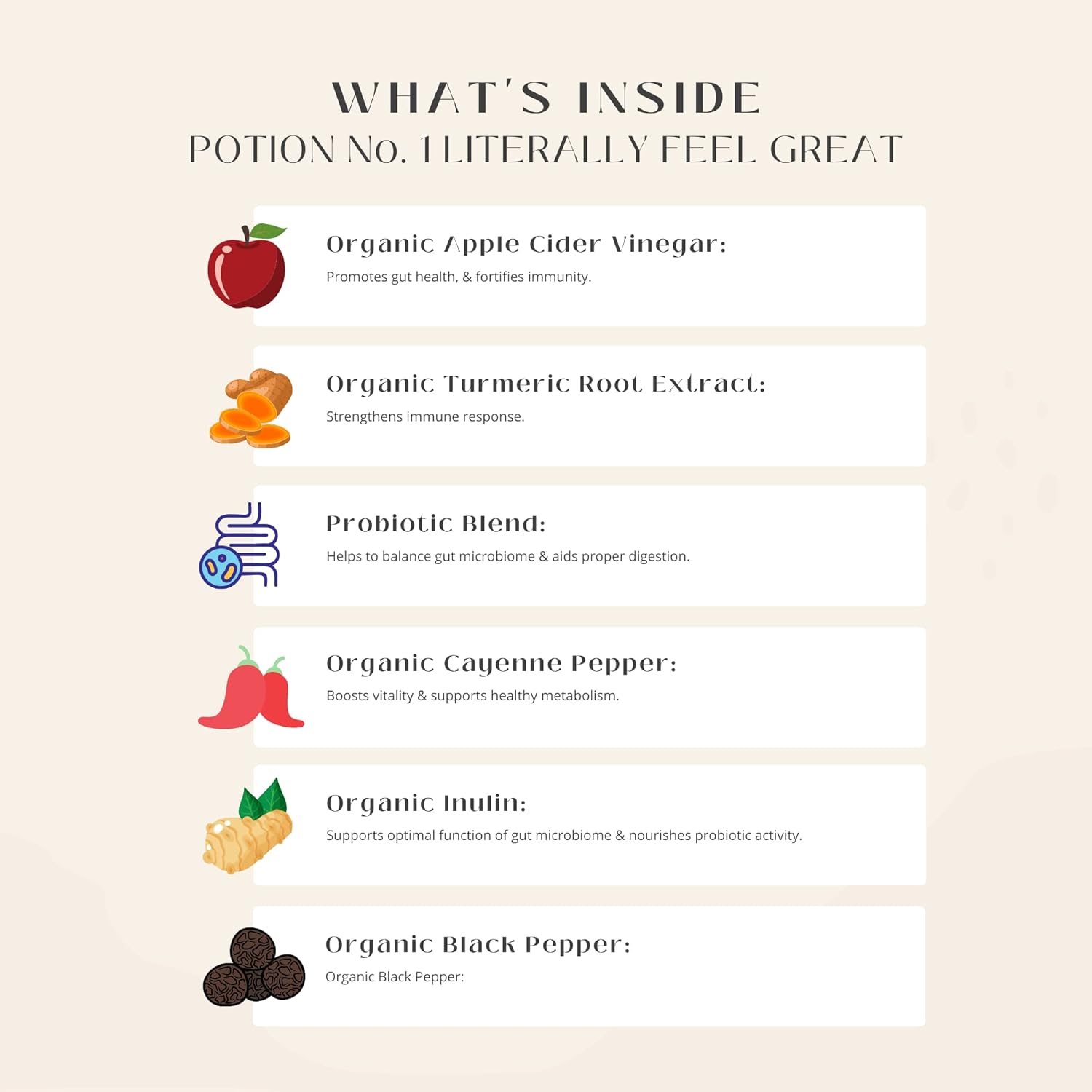 30 Capsules Ladybug Potions Gut Health Support with Apple Cider Vinegar, Probiotics, Turmeric, Black Pepper, Inulin, and Cayenne Pepper - Digestive Health for Women and Men