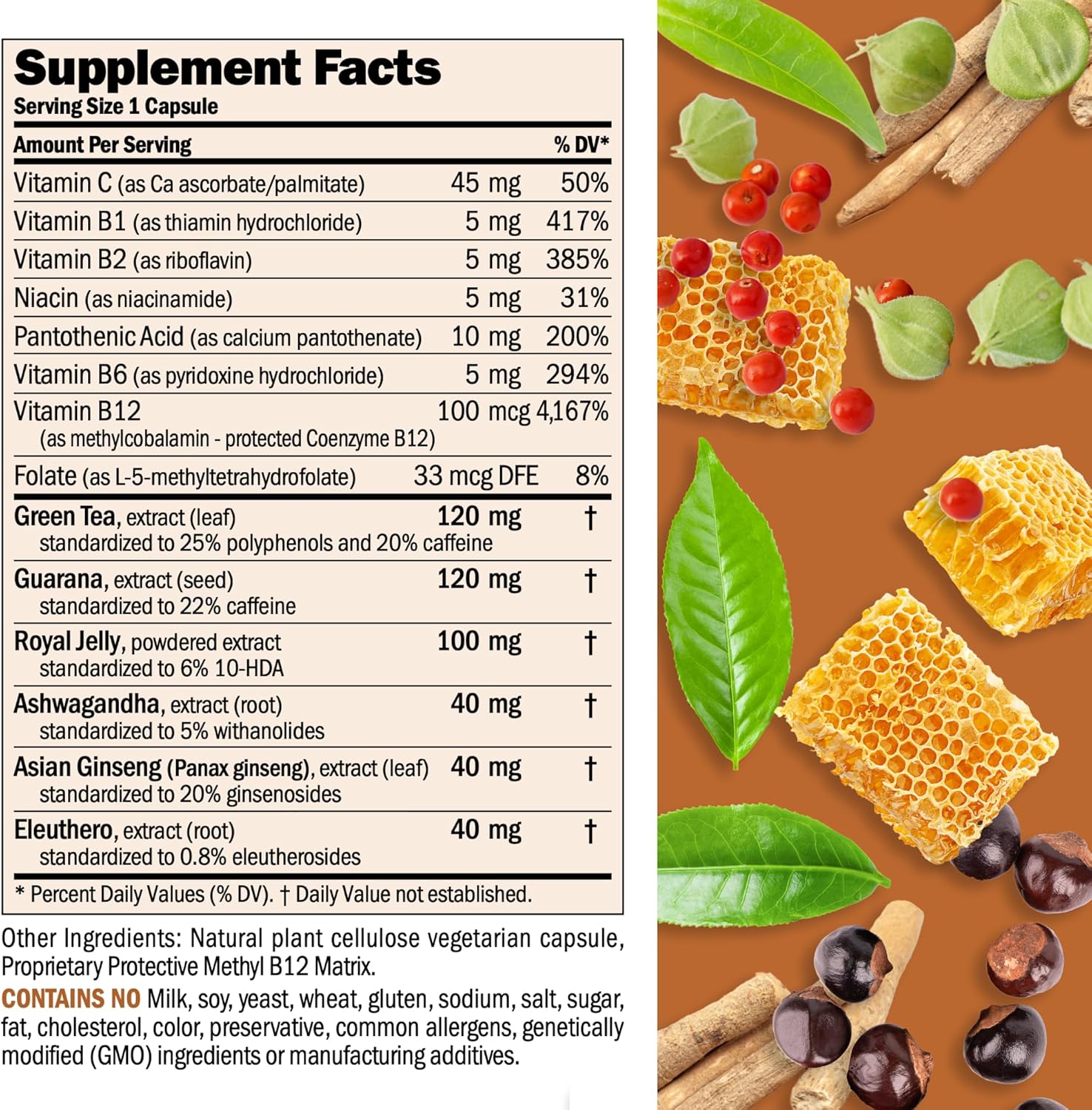 30 Capsules of Andrew Lessman Urgent Energy Supplement with Green Tea, Guarana, Ginseng, Royal Jelly, Ashwagandha, B-Complex for Healthy Energy Boost