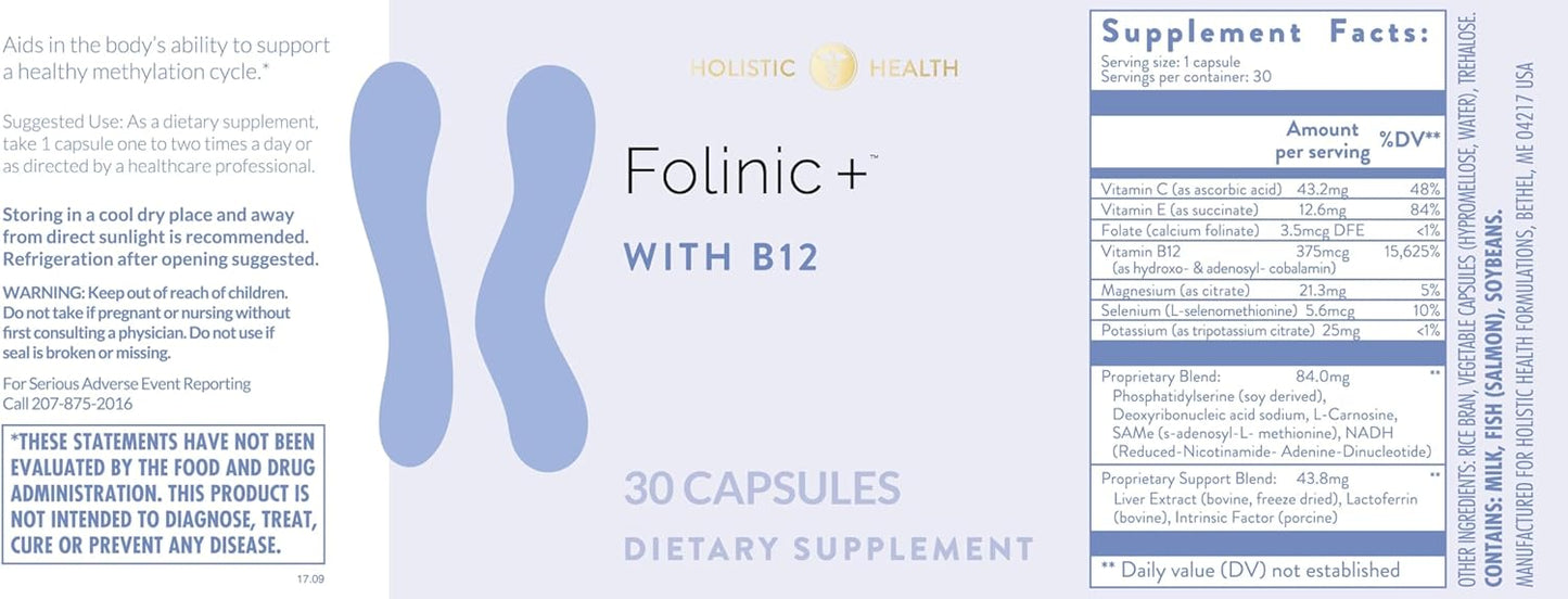30 Capsules of Holistic Health Folinic Supplement for Overall Wellness