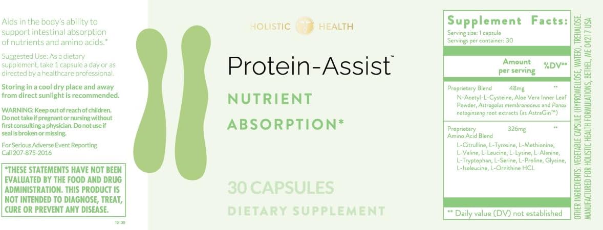 30 Capsules of Holistic Health Protein-Assist™ for Enhanced Nutrient Absorption