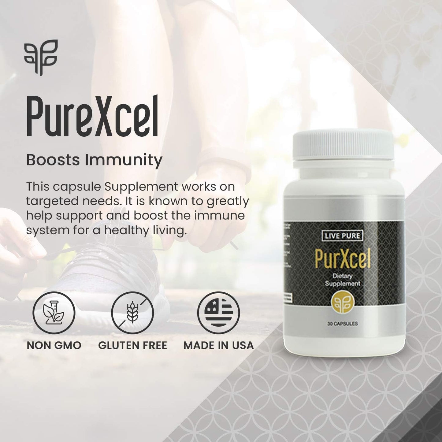 30 Capsules of Pure PurXcel Antioxidant Supplement with Glutathione & Superoxide Dismutase for Skin, Joints & Cleansing