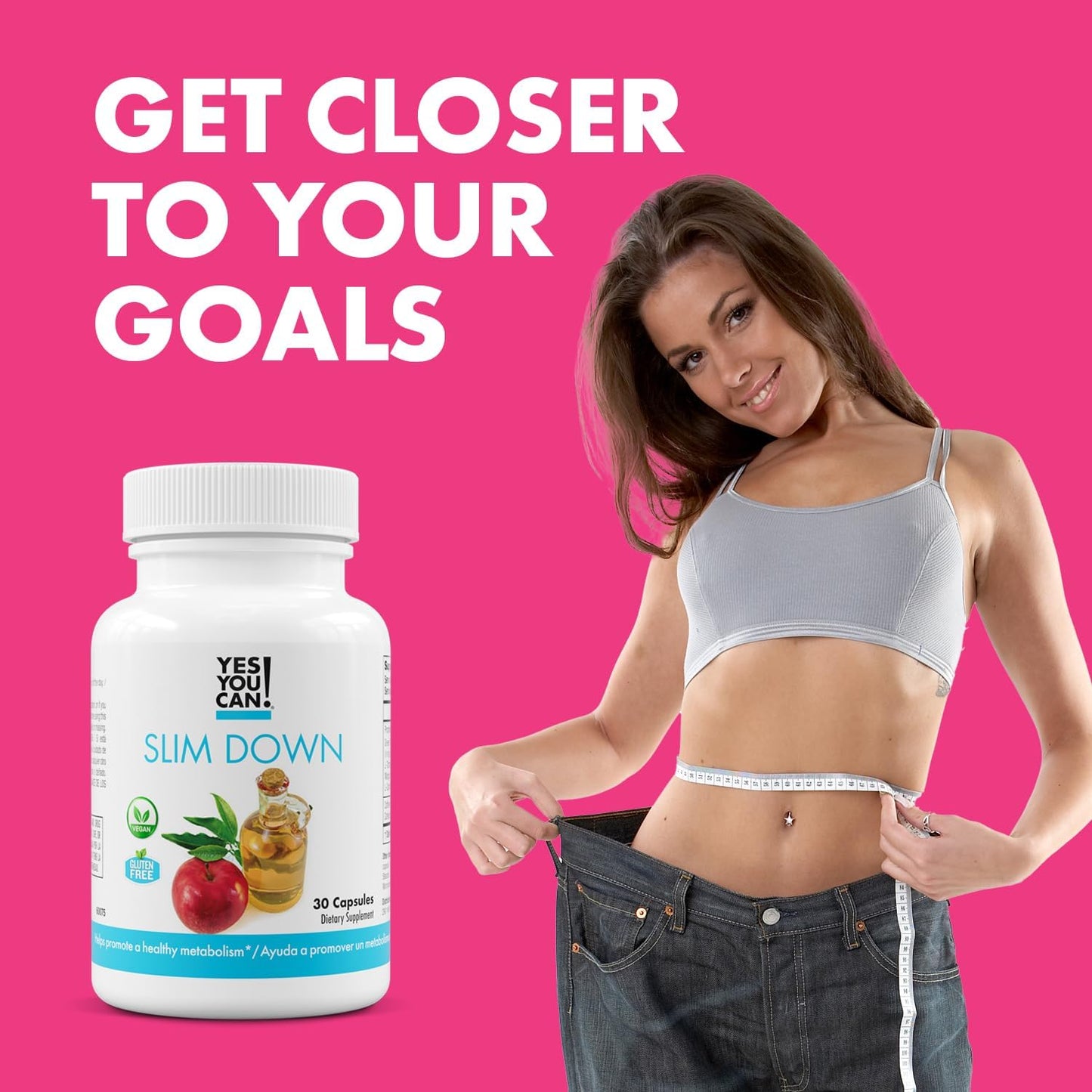 30 Capsules of Slim Down Dietary Supplements with African Mango, L-Carnitine, Green Tea, Apple Cider Vinegar, & Guarana Seed Extract for Weight Loss - 1 Month Supply