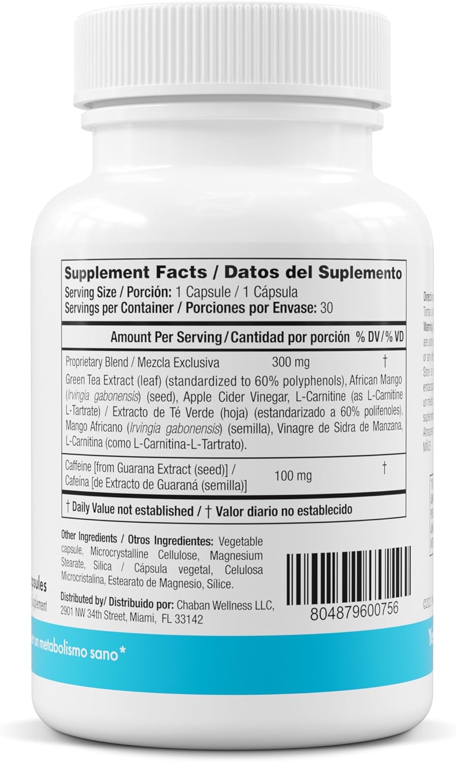 30 Capsules of Slim Down Dietary Supplements with African Mango, L-Carnitine, Green Tea, Apple Cider Vinegar, & Guarana Seed Extract for Weight Loss - 1 Month Supply