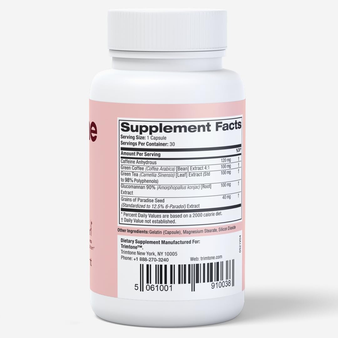 30 Capsules of TRIMTONE Slimming Formula Pills for Women: Mood-Boosting Formula, Appetite Suppressant, Detox Cleanse, Fast-Acting Diet Pills for Belly Fat- 1 Daily