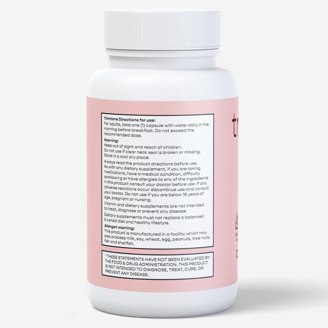 30 Capsules of TRIMTONE Slimming Formula Pills for Women: Mood-Boosting Formula, Appetite Suppressant, Detox Cleanse, Fast-Acting Diet Pills for Belly Fat- 1 Daily