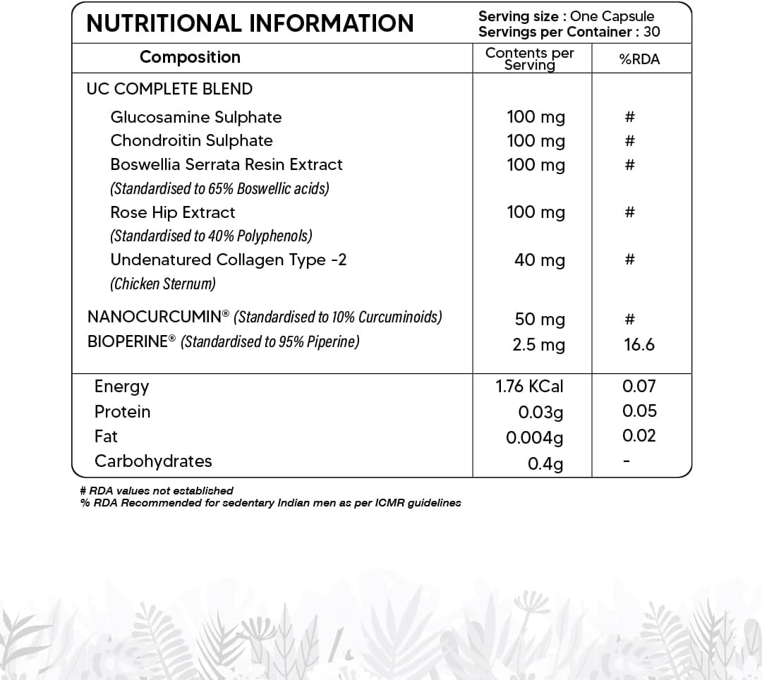 30 Capsules Pur.a Vi.da Joint Support Supplement with Type II Collagen, Glucosamine, and Chondroitin for Joint Health