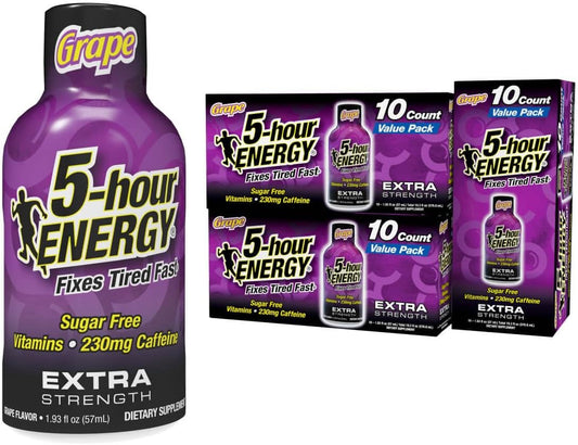 30-Count 5-hour ENERGY Grape Extra Strength Energy Shot - Zero Calories, Sugar-Free, 230mg Caffeine, Amino Acids, B Vitamins