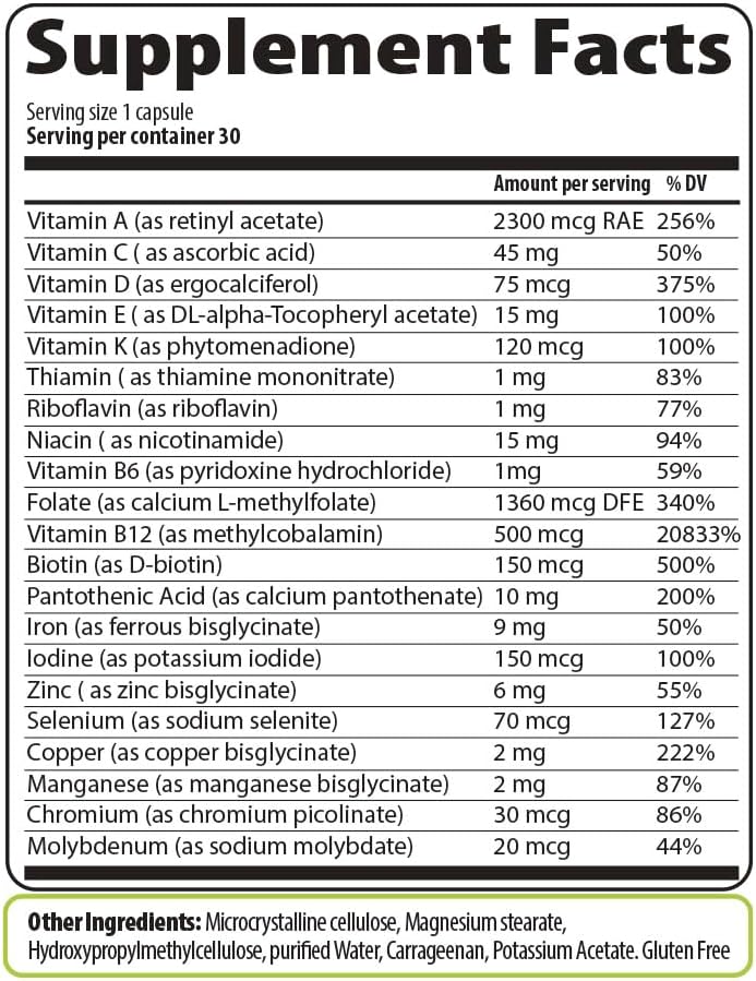 30-Count Belt Nutrition Bariatric Multivitamin Capsules with Iron - Daily Nutrient-Rich Supplement for Bariatric Patients