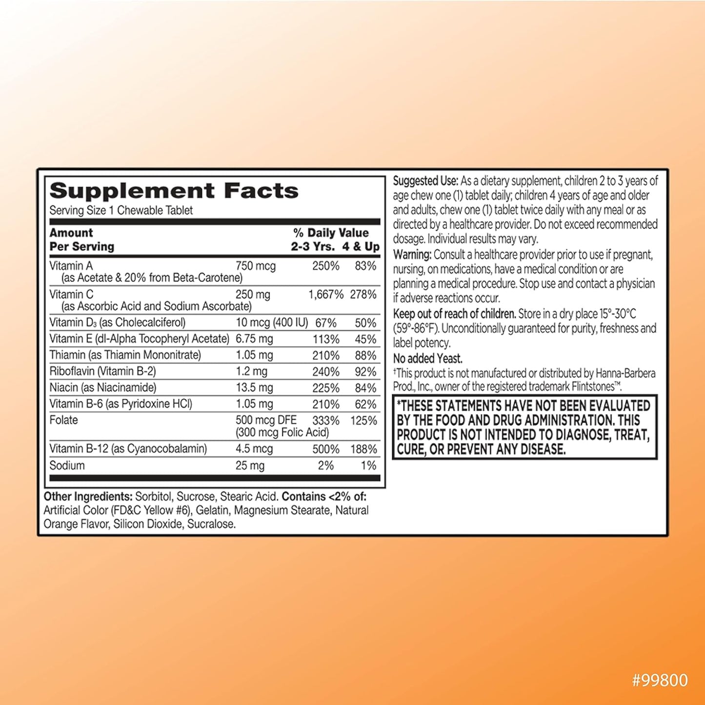 30 Count Bottle of Chewable Animal Shaped Children's Multivitamin with Extra Vitamin C for Immune Health