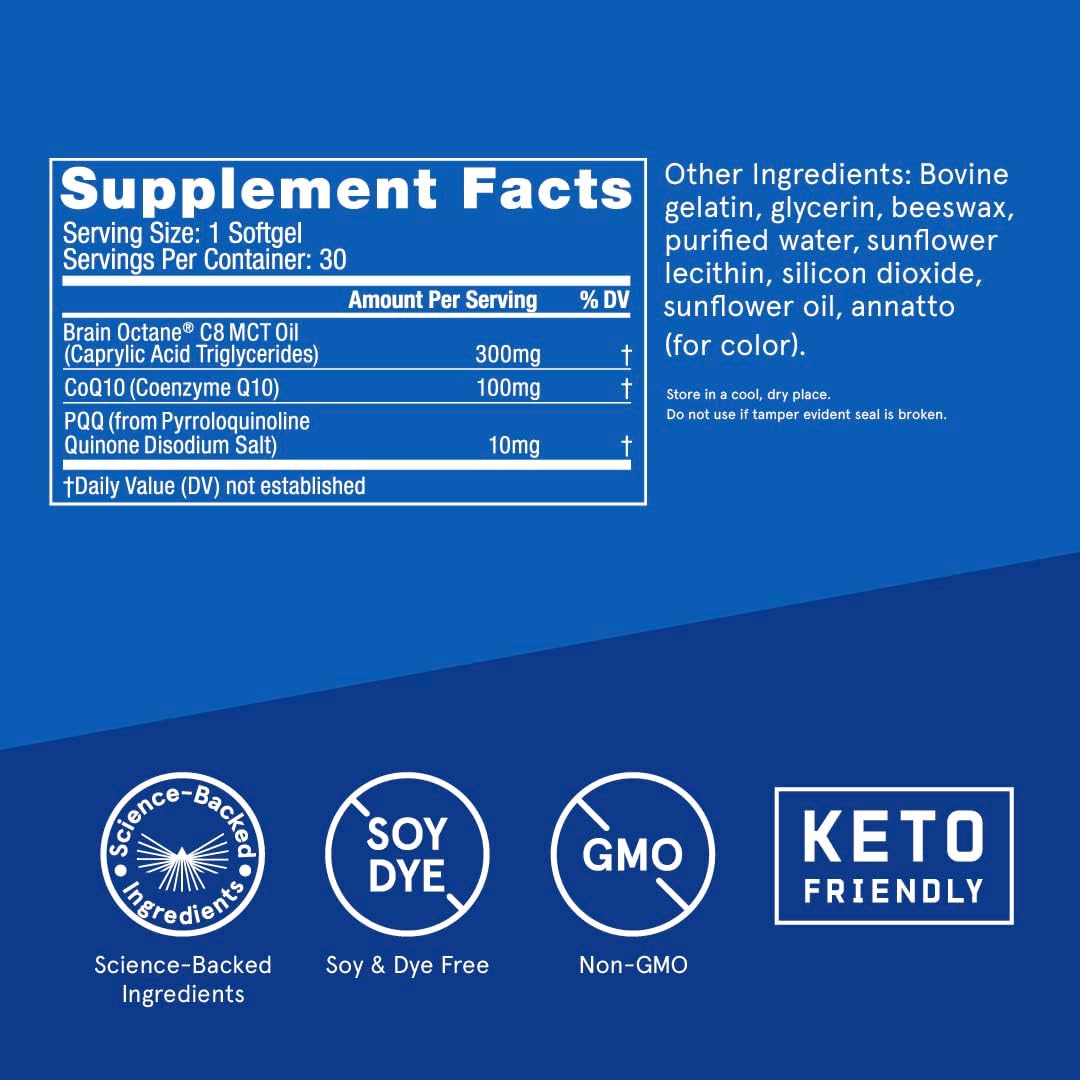 30 Count Bulletproof CoQ10 Energy Softgel Supplement for Brain & Body Power
