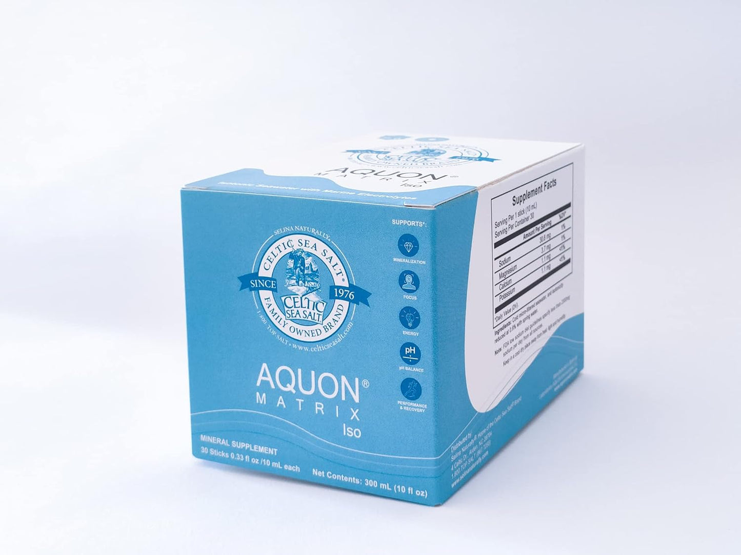 30 Count Celtic Sea Salt Aquon Vital Mineral Seawater Sticks - Natural Rehydration for Body Function