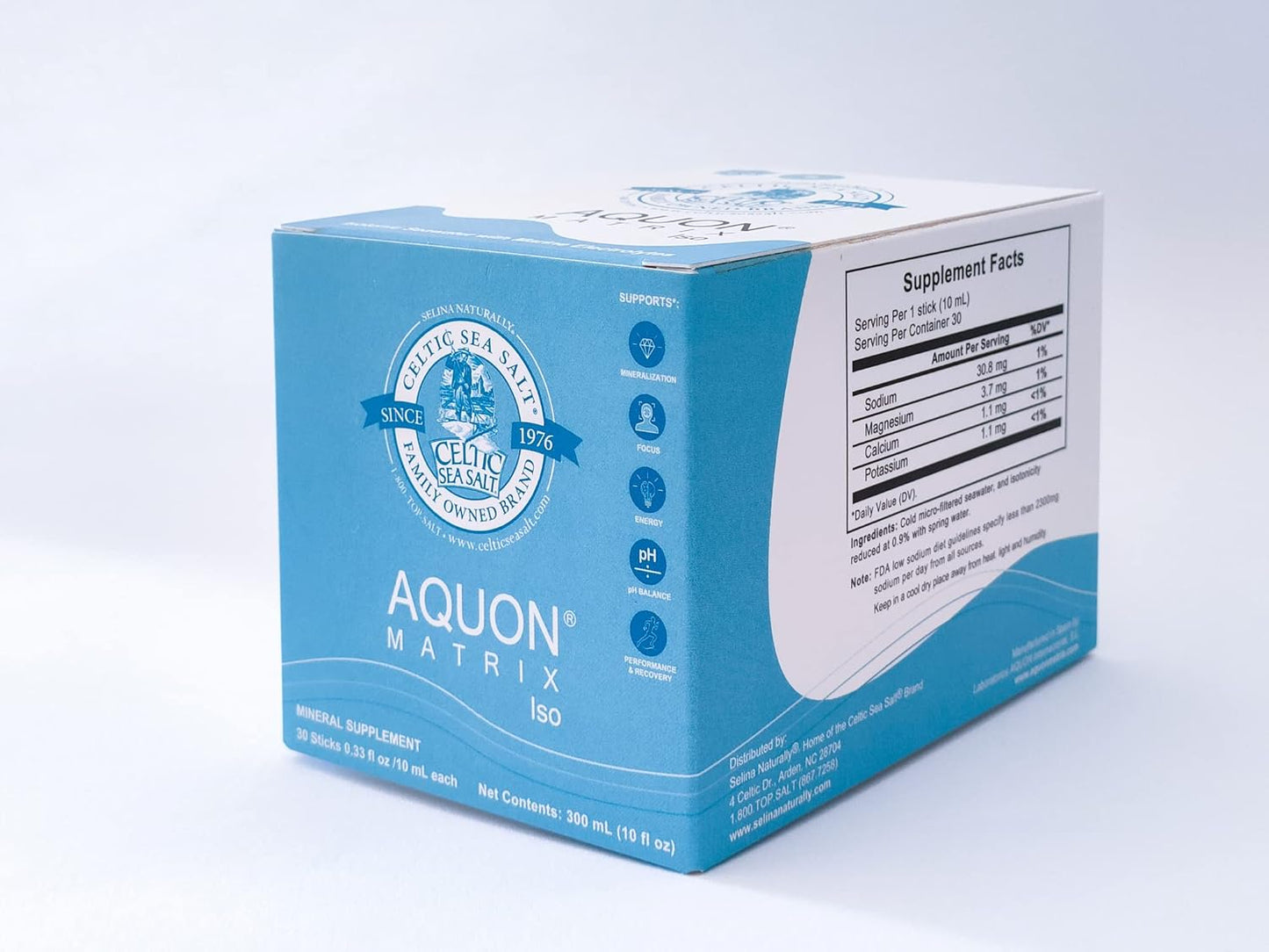 30 Count Celtic Sea Salt Aquon Vital Mineral Seawater Sticks - Natural Rehydration for Body Function