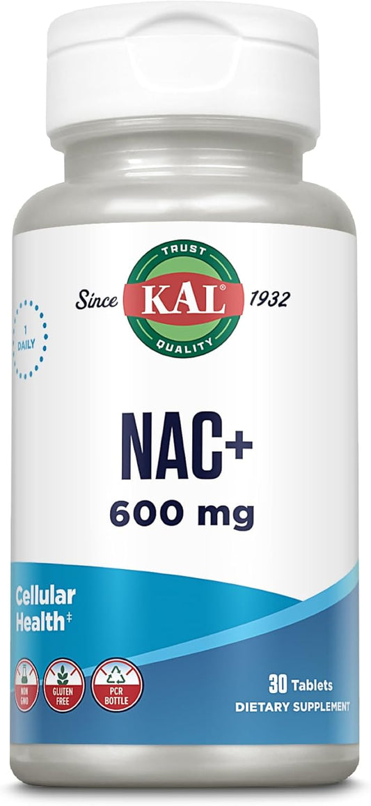 30 Count Kal 600 Mg N-acetyl Cysteine Plus Tablets for Immune Support