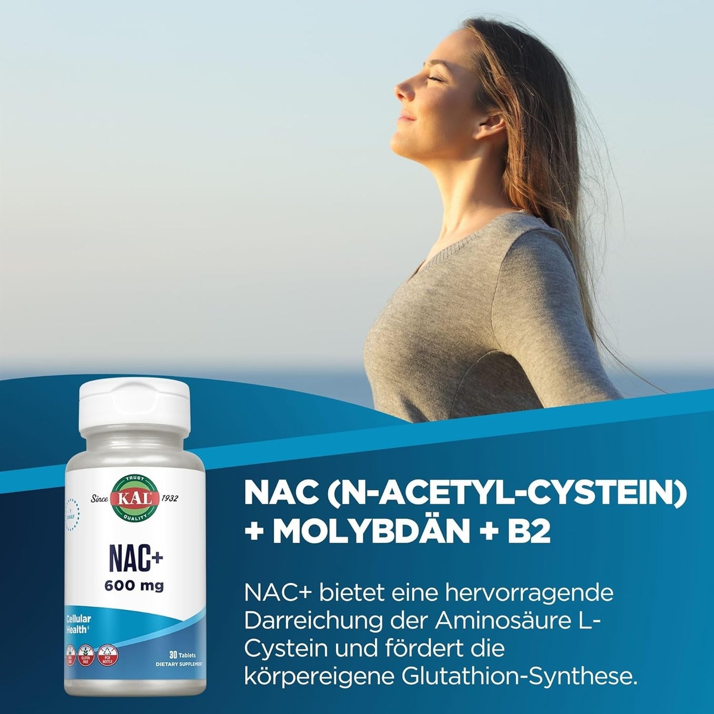 30 Count Kal 600 Mg N-acetyl Cysteine Plus Tablets for Immune Support