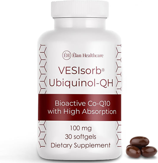 30-Count ÉLAN HEALTHCARE Ubiquinol-QH 100mg Softgels with VESIsorb Technology