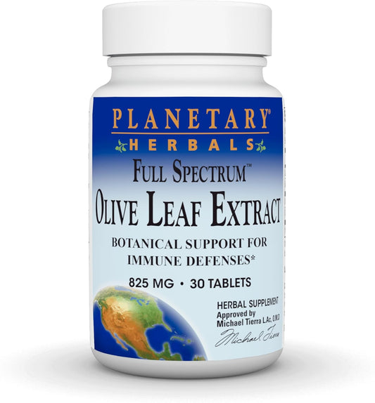 30 Count Planetary Herbals Full Spectrum Olive Leaf Extract Tablets - Immune Support Supplement