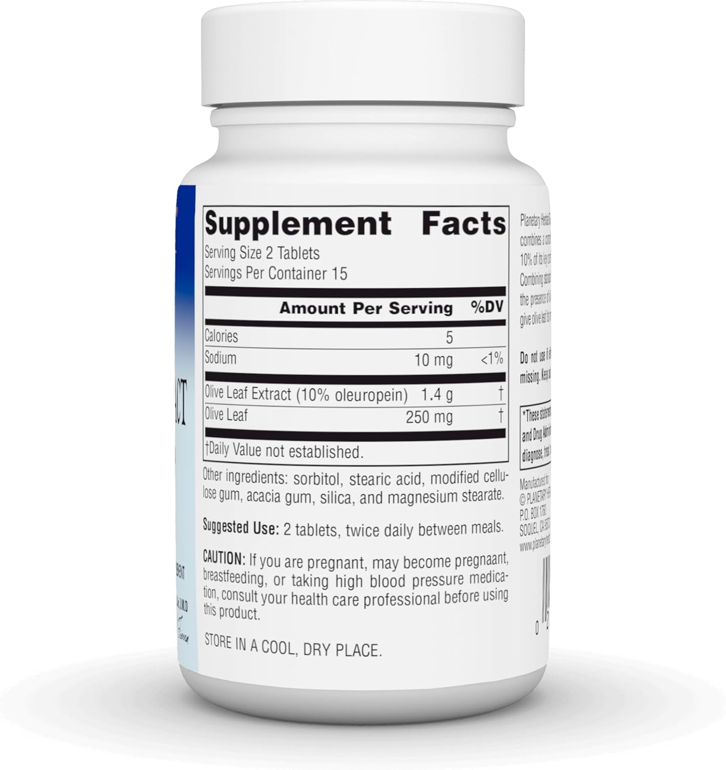 30 Count Planetary Herbals Full Spectrum Olive Leaf Extract Tablets - Immune Support Supplement