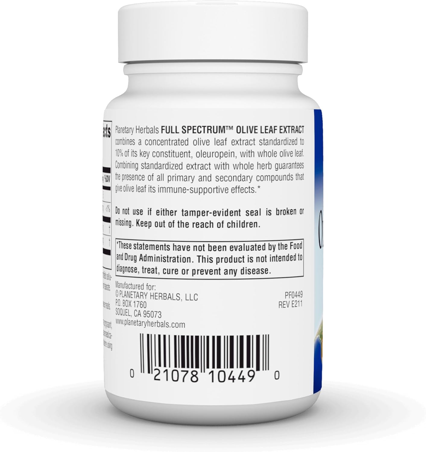 30 Count Planetary Herbals Full Spectrum Olive Leaf Extract Tablets - Immune Support Supplement