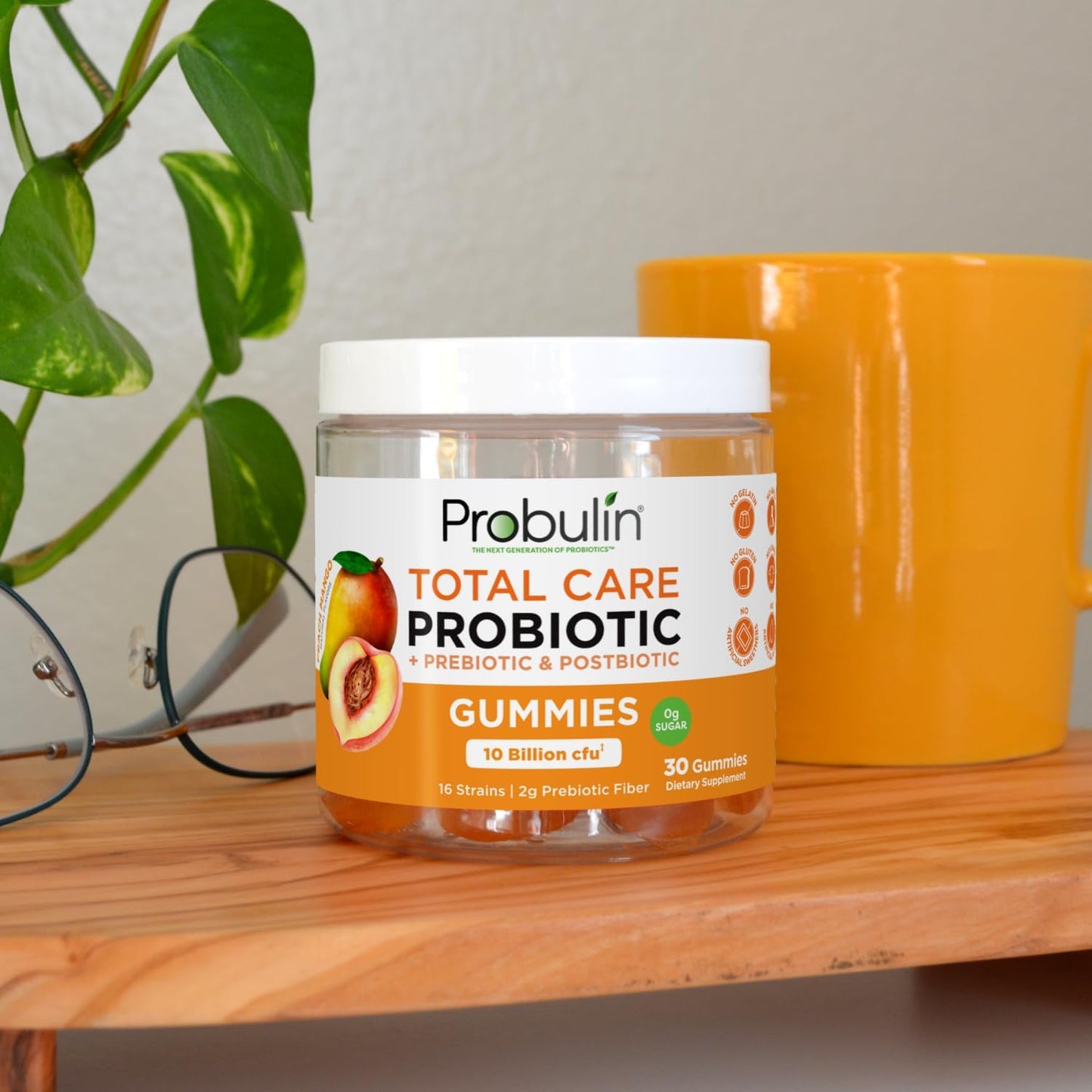 30 Count Probulin Total Care Peach Mango Gummies with Probiotic, Prebiotic, and Postbiotic Support