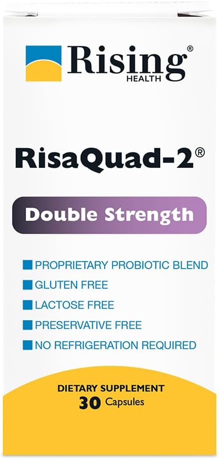 30 Count Risaquad-2 Ds Capsules - 375mg Probiotic Dietary Supplement for Gut Health and Immune Support