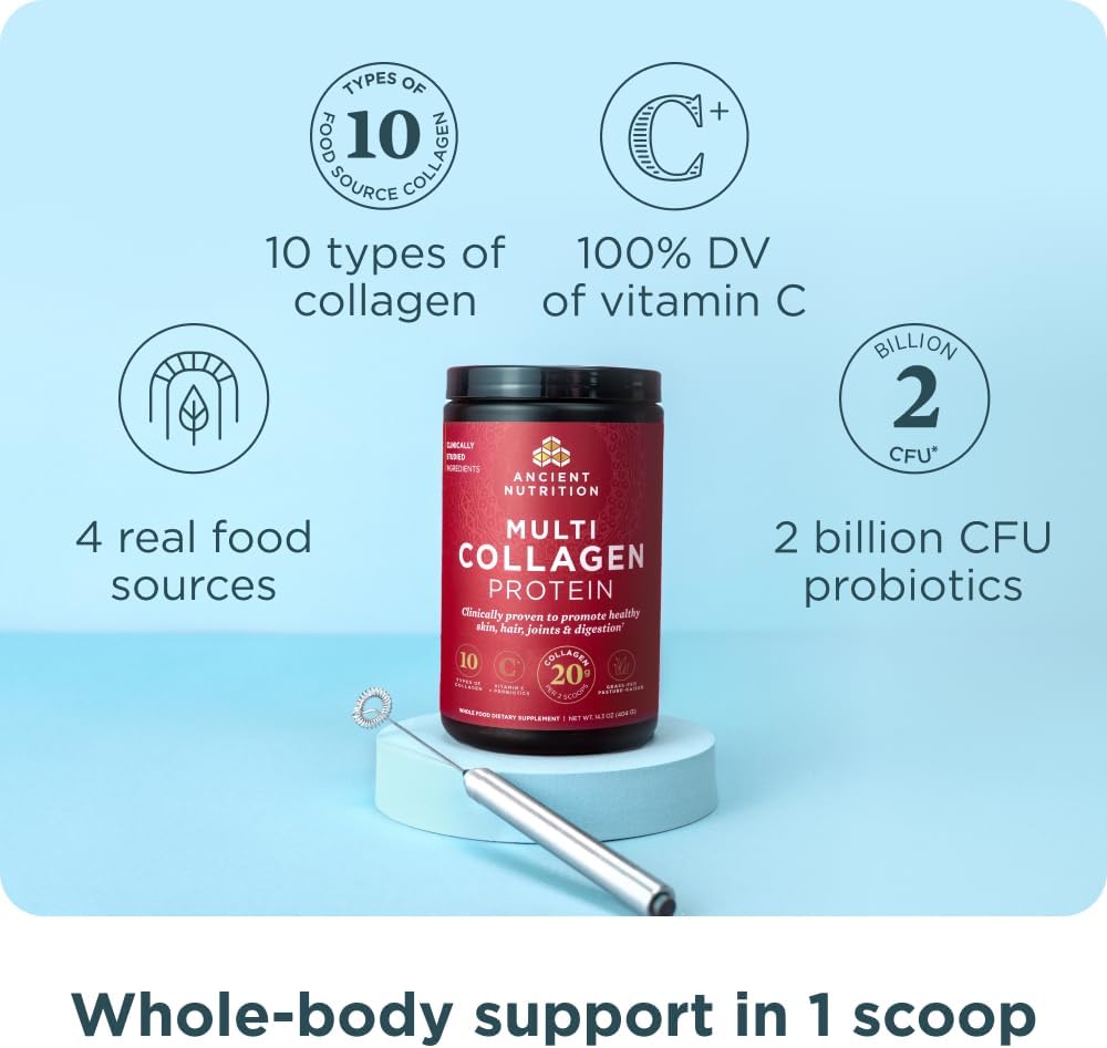 30 Count Zinc Capsules + 40 Servings Unflavored Multi Collagen Protein Powder by Ancient Nutrition