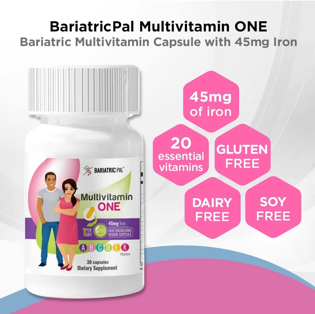 30-Day Bariatric Multivitamin Bundle with Iron Capsule, Calcium Citrate Soft Chews, and Probiotics - Wild Grape Flavor