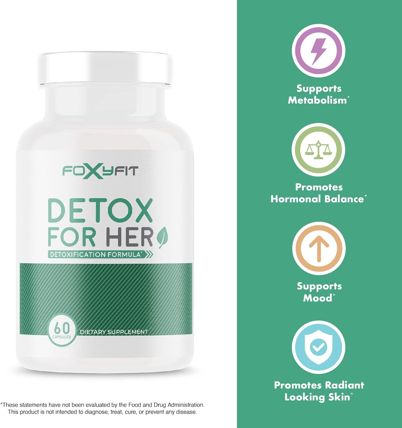 30 Day FoxyFit Detox Cleanse Formula for Women - Supports Digestion, Detoxification, & Balance *