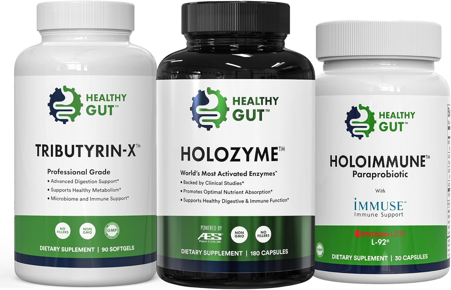 30 Day Leaky Gut Bundle: Tributyrin-X, Holozyme, and Holoimmune for a Healthy Gut