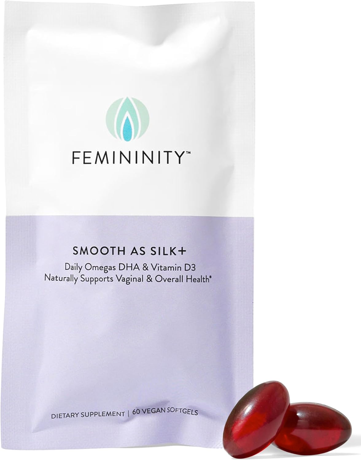 30-Day Refill for Vaginal Dryness - Sea Buckthorn Oil, Vitamin D3, Plant-Based Omega-3 DHA - 60 Softgels