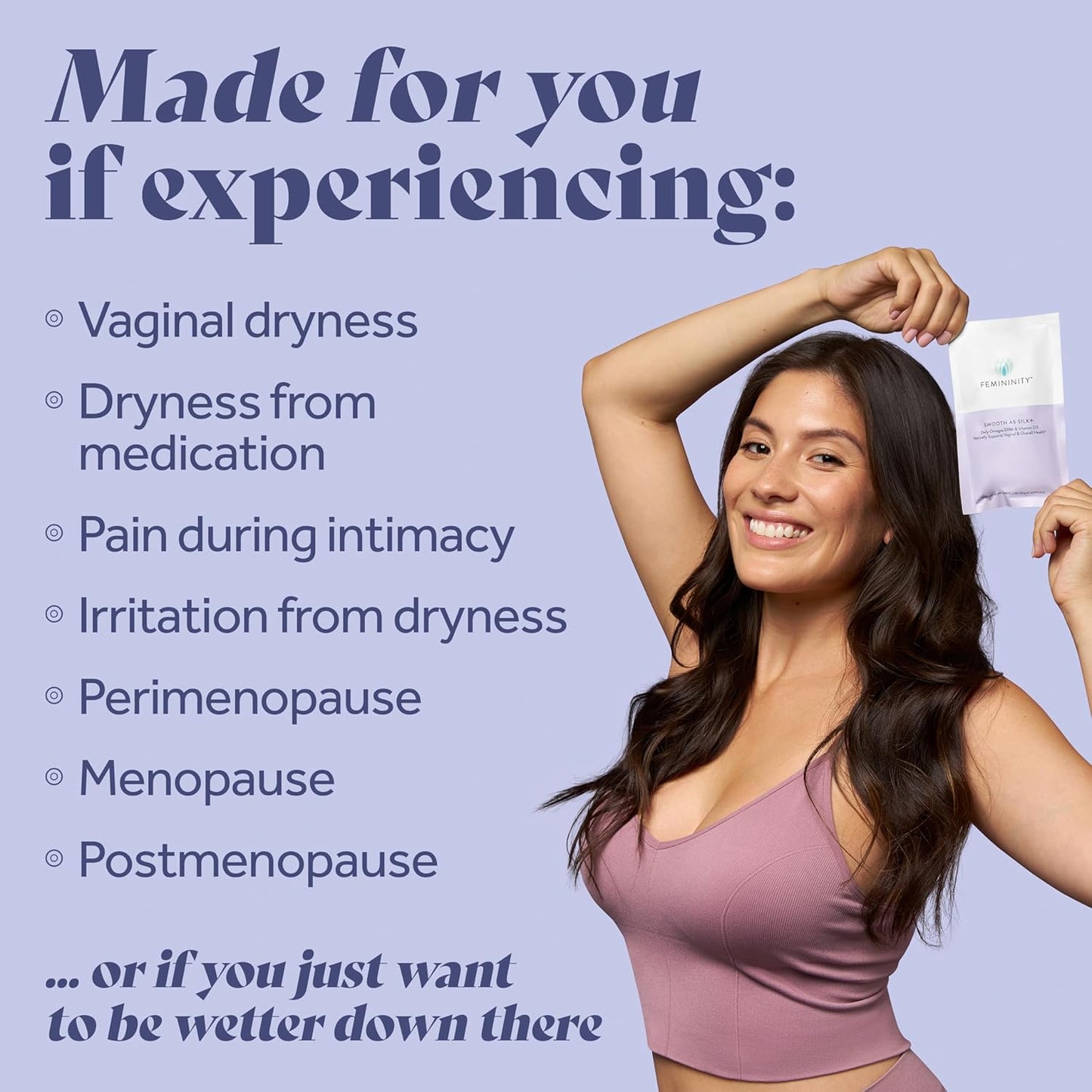 30-Day Refill for Vaginal Dryness - Sea Buckthorn Oil, Vitamin D3, Plant-Based Omega-3 DHA - 60 Softgels