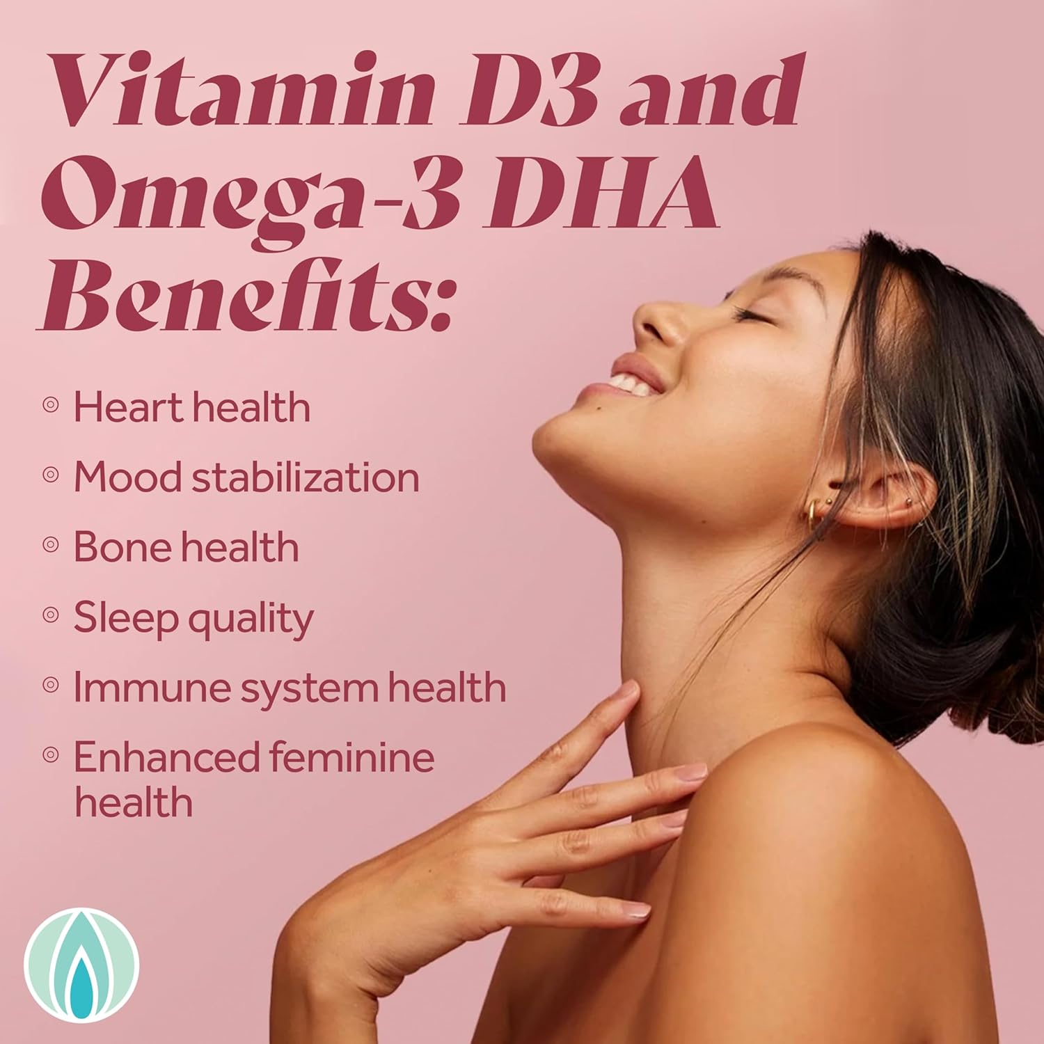 30-Day Starter Kit for Vaginal Dryness: Sea Buckthorn Oil, Vitamin D3, Plant-Based Omega-3 DHA - 60 Softgels & Refillable Glass Jar - Femininity Smooth as Silk