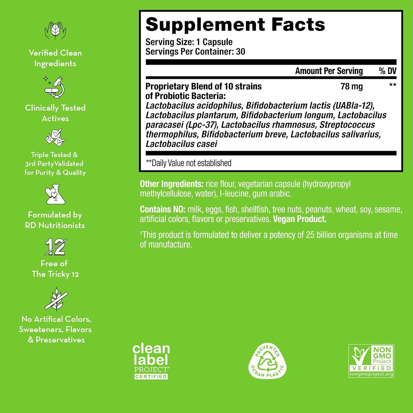 30-Day Supply HUM Gut Instinct: Probiotics for Digestive Health - Lactobacillus + Bifidobacterium Strains for Women and Men - Bloating, Immune Support + Gut Diversity