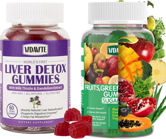 30-Day Supply Liver Cleanse Detox & Repair Gummies with Fruits, Greens, and Veggies
