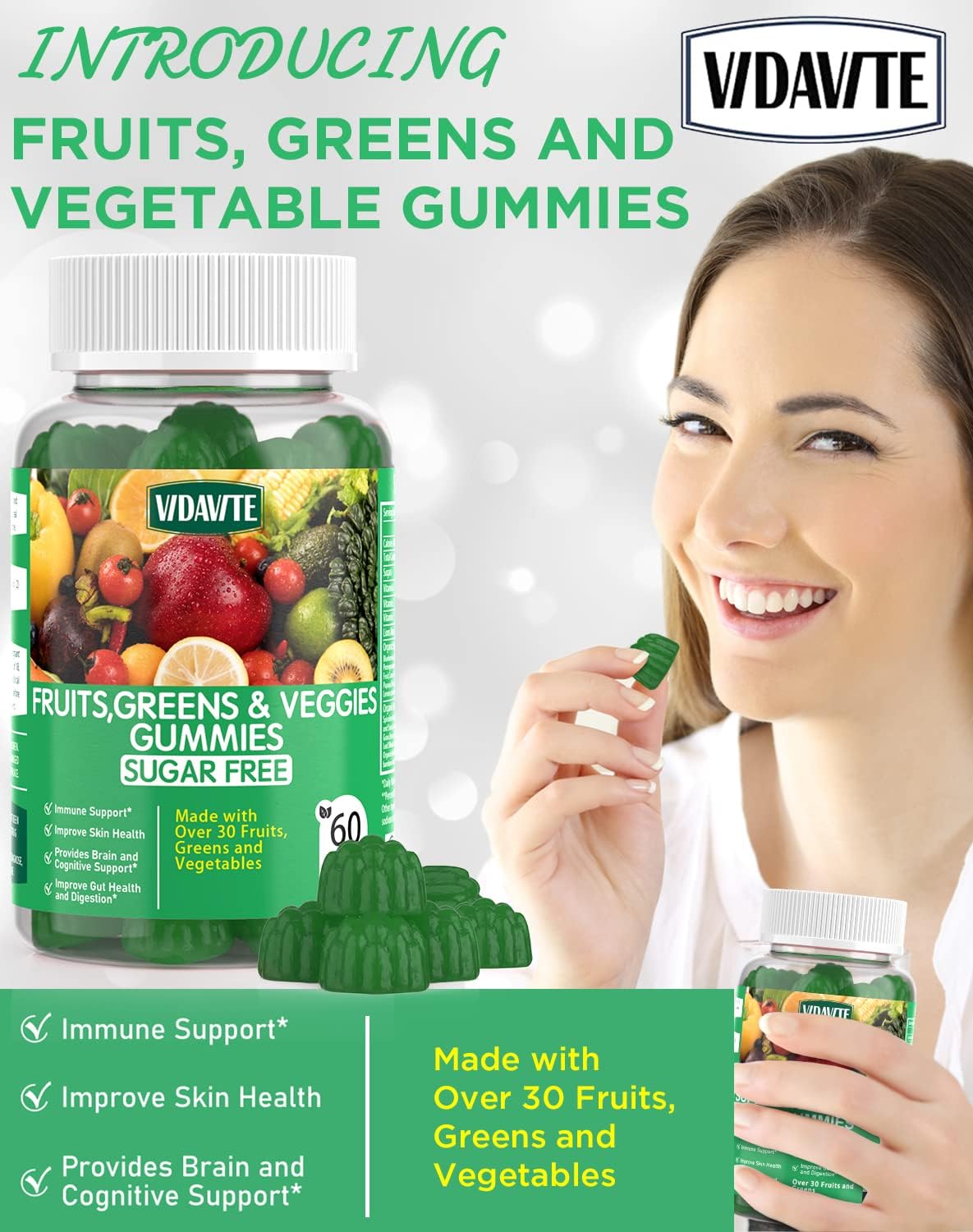 30-Day Supply Liver Cleanse Detox & Repair Gummies with Fruits, Greens, and Veggies