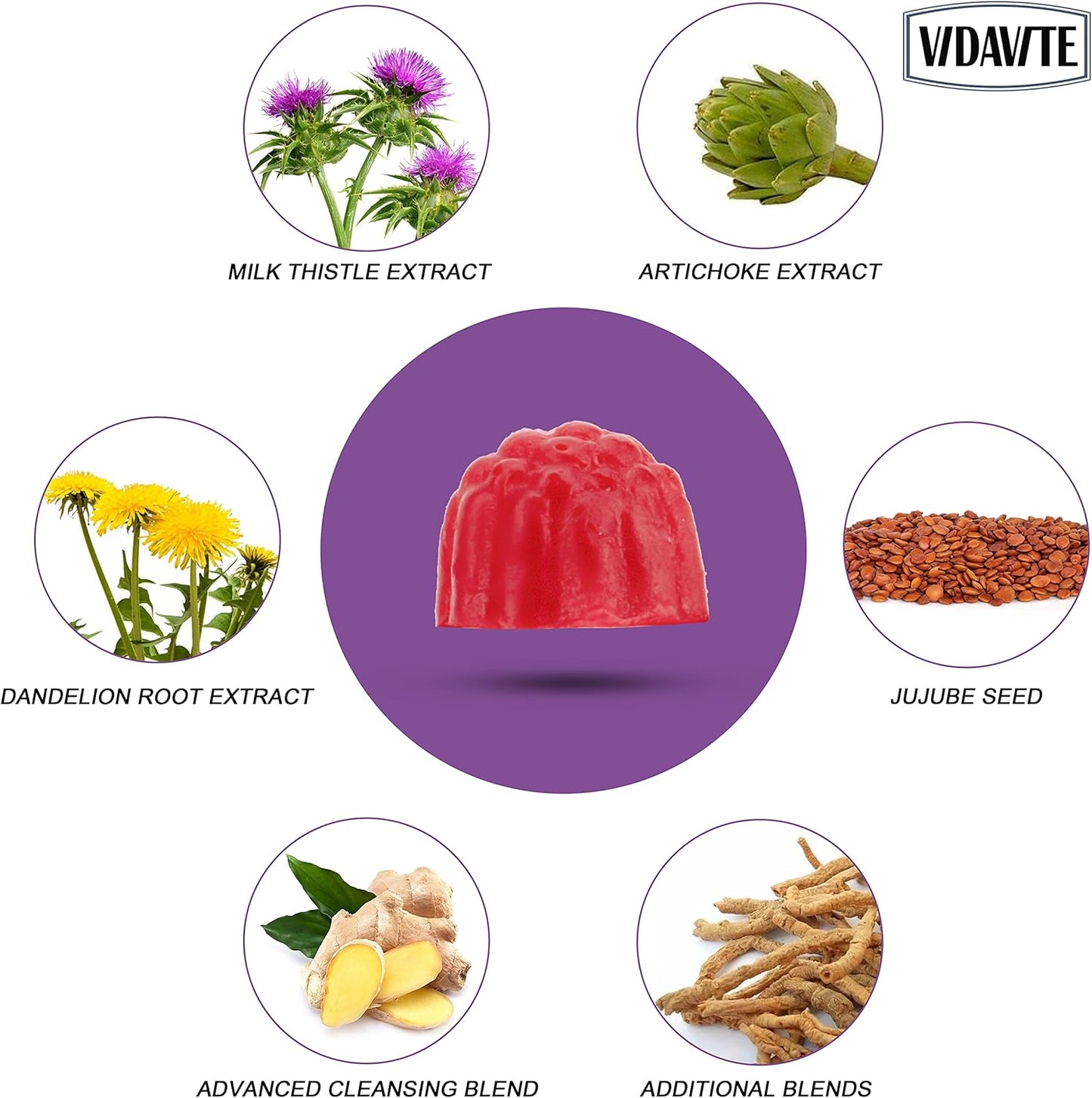 30-Day Supply Liver Cleanse Detox & Repair Gummies with Fruits, Greens, and Veggies