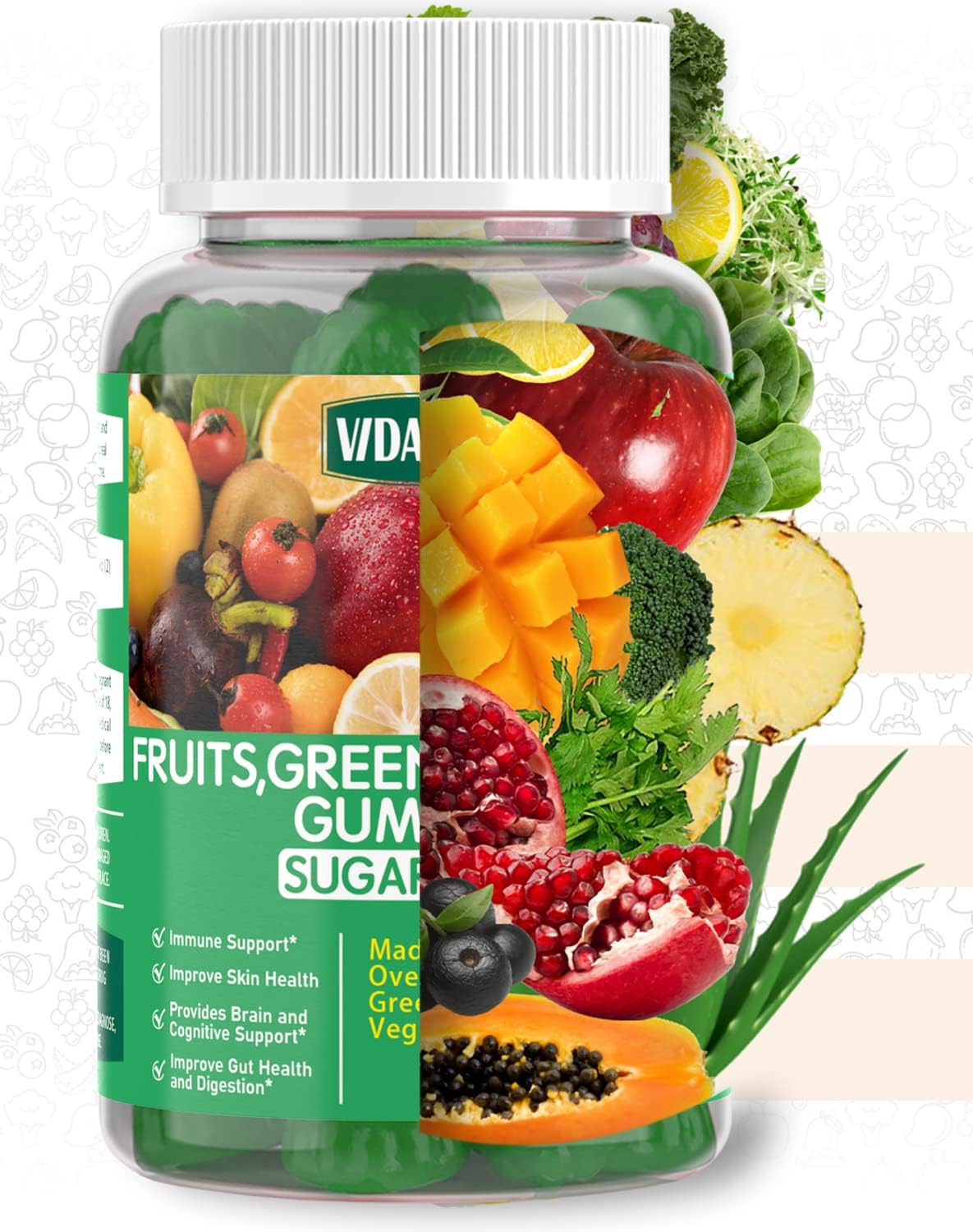 30-Day Supply Liver Cleanse Detox & Repair Gummies with Fruits, Greens, and Veggies